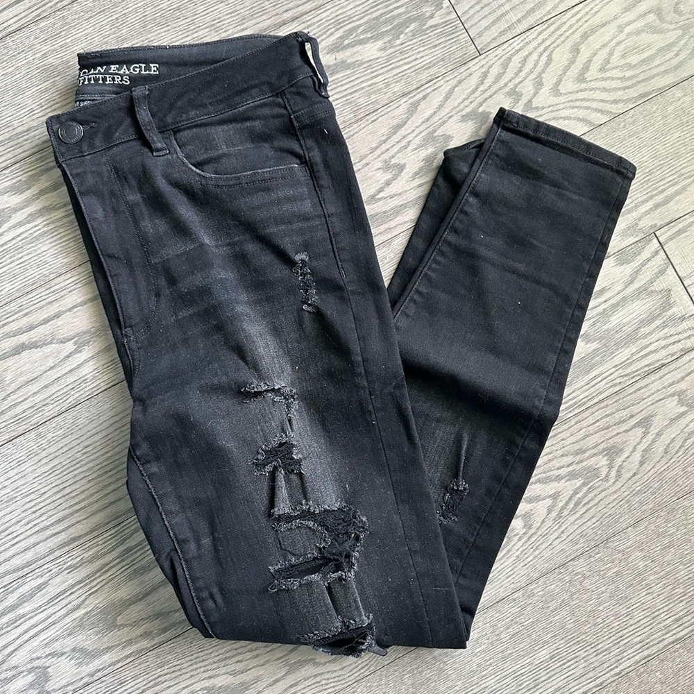 Black Ripped AE High Rise Jegging